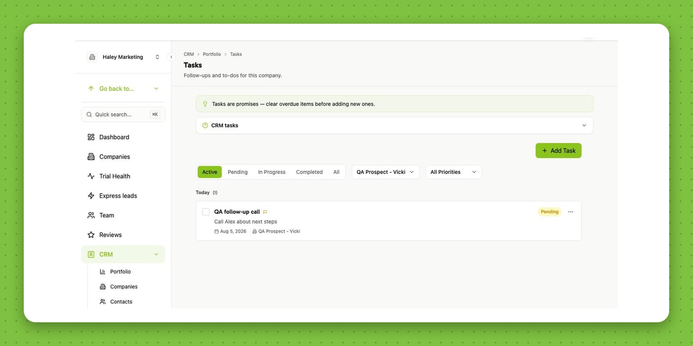 RogIQ CRM — tasks